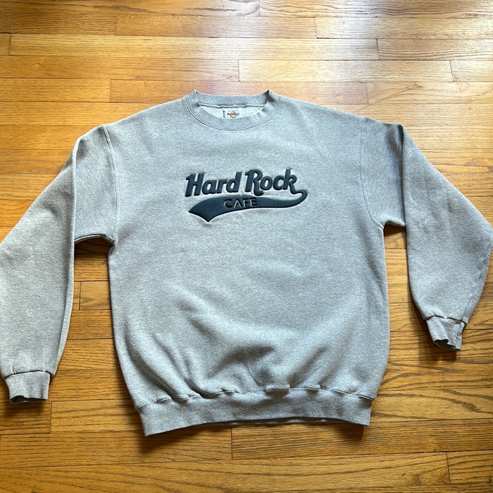 Hard Rock  Authenic Unisex Classic Logo  Grey Sweatshirt Large